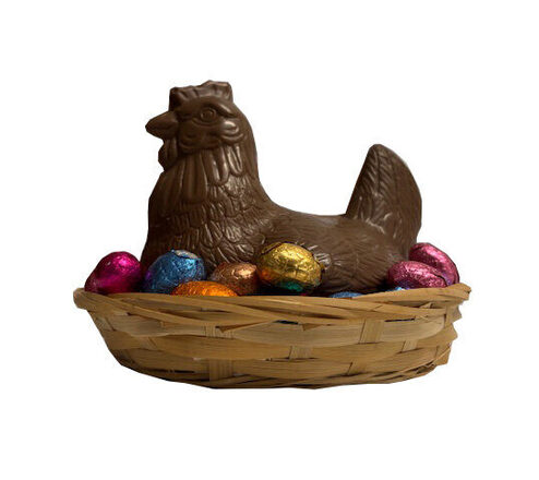Chocolade kip in mandje met eieren 1